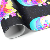 星と月のホログラフィックキツネ ラッピングペーパー (ロールコーナー)