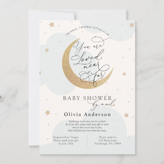 星と月のメールによる赤ちゃんシャワー 招待状 (正面)