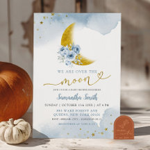 星と月の埃っぽい青い赤ちゃんシャワー