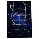 星と月の天空の夜結婚の歓迎 ミディアムペーパーバッグ (正面)