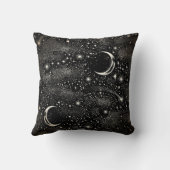 星と月の星空の夜の天黒 クッション (裏面)