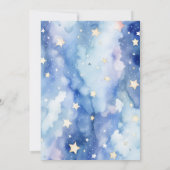 星と月の赤ちゃんシャワー青い招待 招待状 (裏面)