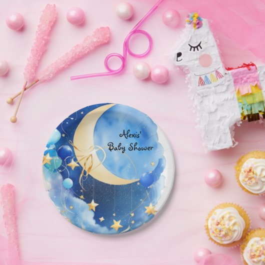 星と月の赤ちゃんシャワー ペーパープレート (パーティー)