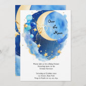 星と月の赤ちゃんシャワー 招待状 (正面/裏面)