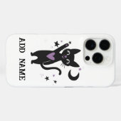 星と月を背景にした黒猫のスマホケース(カスタマイズ可) Case-Mate iPhoneケース (裏面 (横))