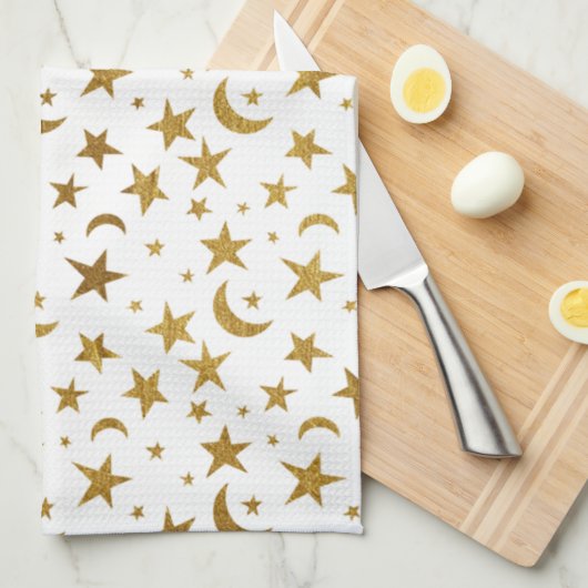 星と月 キッチンタオル (四つ折り)