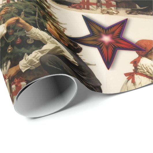 星と木が咲くヴィンテージクリスマス ラッピングペーパー (ロールコーナー)