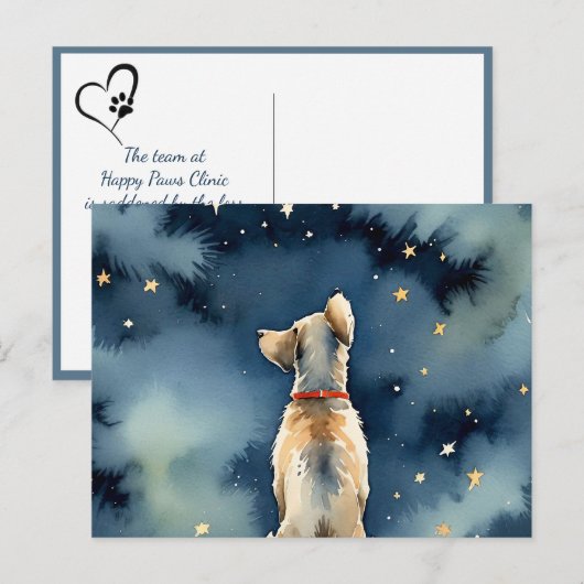 星と水彩犬のペット供養 ポストカード (正面/裏面)
