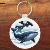 星と浮かぶ雲のクジラのキーチェーン キーホルダー (正面)