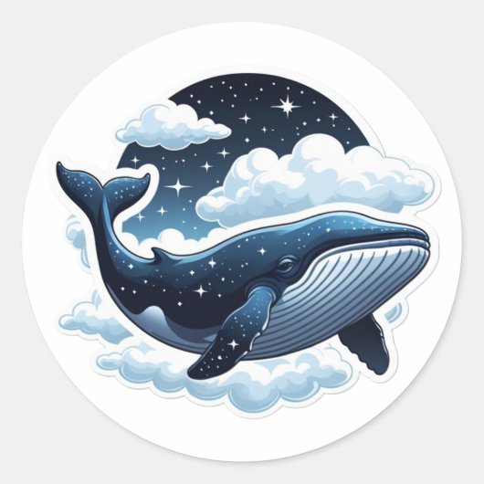 星と浮かぶ雲のクジラ ステッカー (正面)