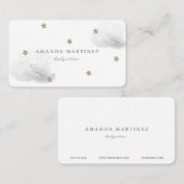 星と灰色の雲のシンプルホワイト名刺 名刺 (正面/裏面)