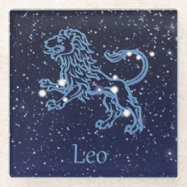 星と獅子座の星座とゾディアックサイン ガラスコースター