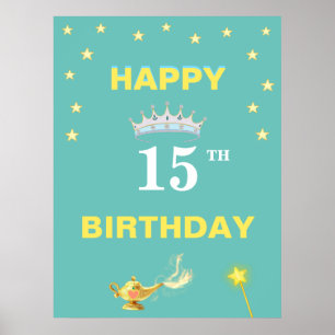 星と王冠のティアラと魔法のランプ 15歳の誕生日 ポスター