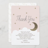 星と直送ムーンピンク赤ちゃんシャワーありがとう 招待状 (正面/裏面)