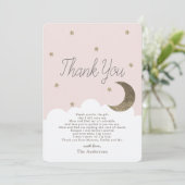 星と直送ムーンピンク赤ちゃんシャワーありがとう 招待状 (スタンド正面)