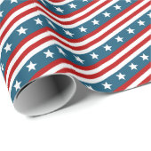 星と線の赤白青パターミニマルン ラッピングペーパー (ロールコーナー)