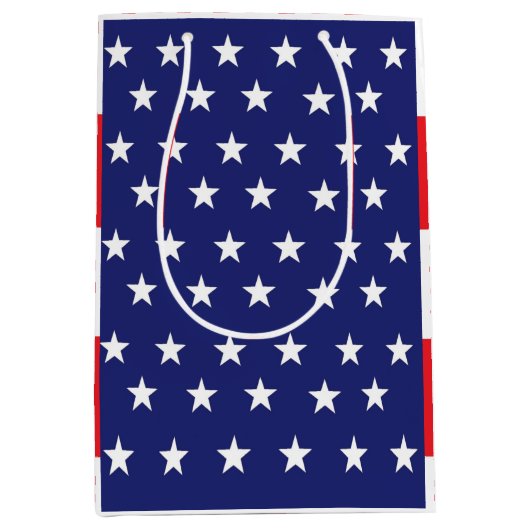 星と縞の抱き枕赤と青 ミディアムペーパーバッグ (正面)