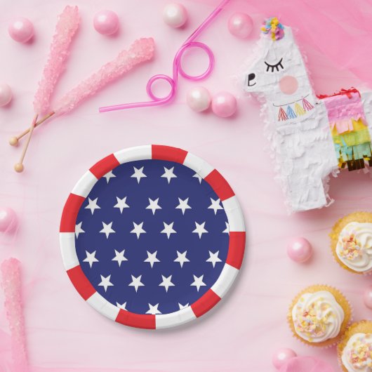 星と縞の紙プレート赤と青  ペーパープレート (パーティー)