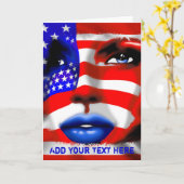 『星と縞女の子のポートレート』 カード (黄色い花)