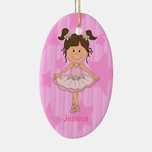 星と縞模様が描かれた可愛いピンクのバレエ団 セラミックオーナメント (右)