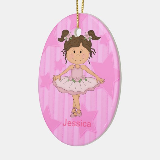 星と縞模様が描かれた可愛いピンクのバレエ団 セラミックオーナメント (左)