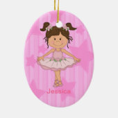 星と縞模様が描かれた可愛いピンクのバレエ団 セラミックオーナメント (裏面)
