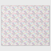 星と背中に愛らしいユニコーン ラッピングペーパー (フラット)