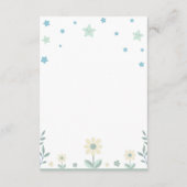 星と花の本を持つかわいい男の子ベビー エンクロージャーカード (裏面)