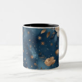 星と花の花柄デザイン ツートーンマグカップ (正面右)