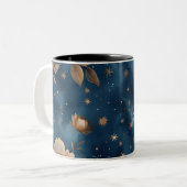 星と花の花柄デザイン ツートーンマグカップ (正面左)