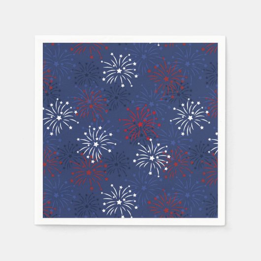 星と花火：独立記念日お祝い スタンダードカクテルナプキン (正面)