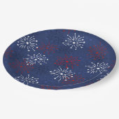 星と花火：独立記念日お祝い ペーパープレート (アングル)