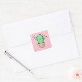 星と花瓶に入ったかわいい笑顔のカワイイ赤ちゃんサボテン スクエアシール (封筒)