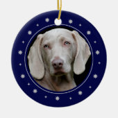 星と金ゴールドハートブルーフレームペット記念碑 セラミックオーナメント (正面)