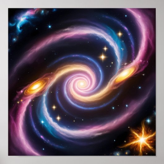 星と銀河系の違う写真 ポスター (正面)