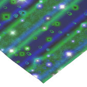 星と雨ストライプ滴が咲く青い緑の ショートテーブルランナー (コーナー)