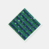 星と雨ストライプ滴が咲く青い緑の スタンダードカクテルナプキン (角)