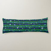 星と雨ストライプ滴が咲く青い緑の ボディピロー (裏面)