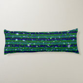 星と雨ストライプ滴が咲く青い緑の ボディピロー (裏面)