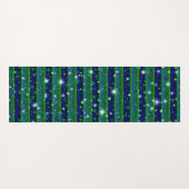 星と雨ストライプ滴が咲く青い緑の ヨガマット (裏面(横))