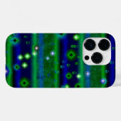 星と雨ストライプ滴が咲く青い緑の Case-Mate iPhoneケース (裏面 (横))