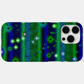 星と雨ストライプ滴が咲く青い緑の Case-Mate iPhoneケース (裏面 (横))