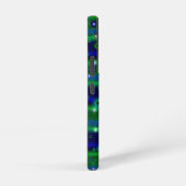 星と雨ストライプ滴が咲く青い緑の SAMSUNG GALAXYケース (右側面)