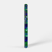 星と雨ストライプ滴が咲く青い緑の SAMSUNG GALAXYケース (右側面)