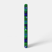 星と雨ストライプ滴が咲く青い緑の SAMSUNG GALAXYケース (左側面)