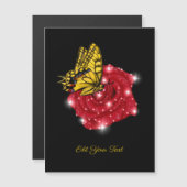 星と雨粒と赤いバラの上の蝶 (正面/裏面)