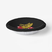 星と雨粒と赤いバラの上の蝶 ペーパーボウル (傾斜あり)