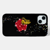 星と雨粒と赤いバラの上の蝶 Case-Mate iPhoneケース (裏面 (横))