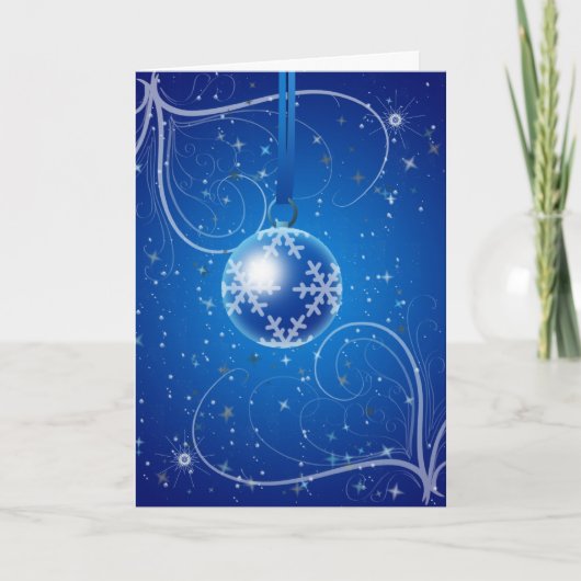 星と雪のあるクリスマスボーブル シーズンカード (正面)