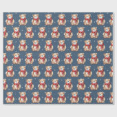 星と雪の上のテディベア ラッピングペーパー (フラット)